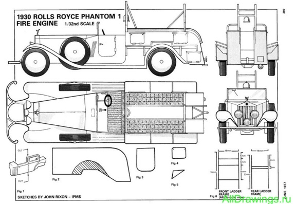 Rolls-Royce Phantom I Fire Engine (1930) (Rolls-Royce Phantom And Faer Angel (1930)) - drawings (drawings) of the car